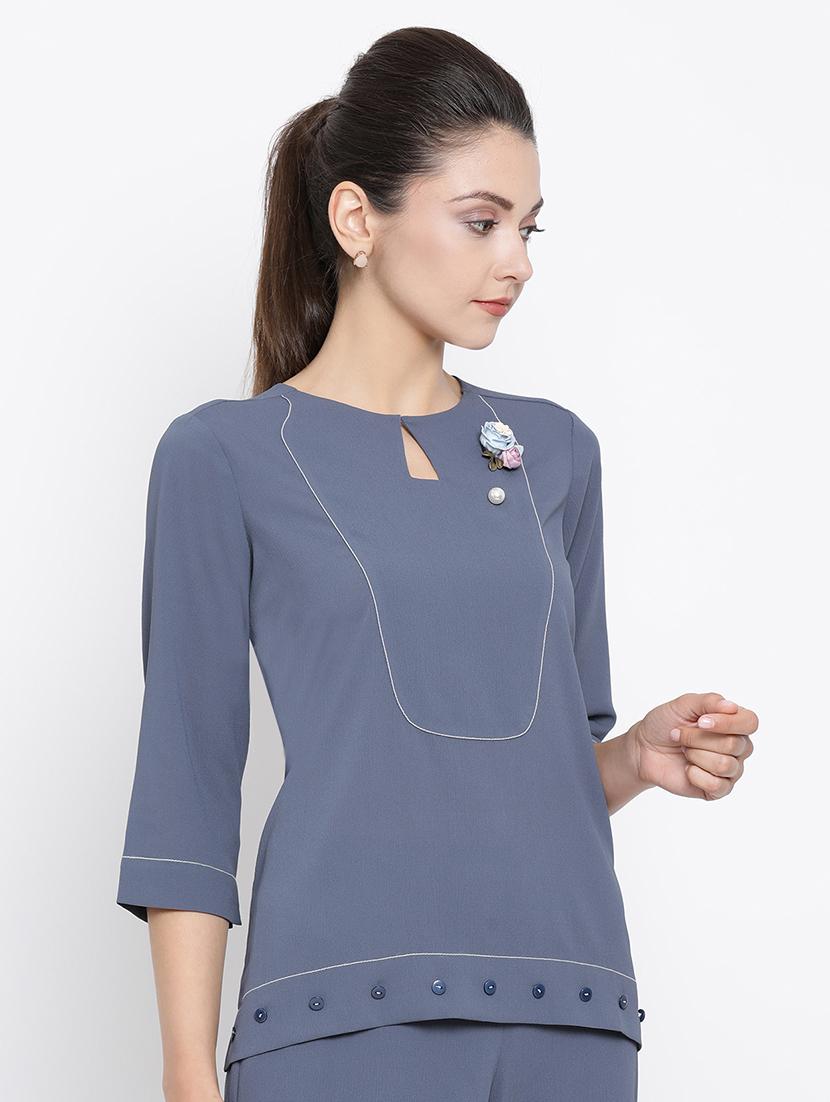 key hole neck embellished top - 16814855 - Zoom Image - 2