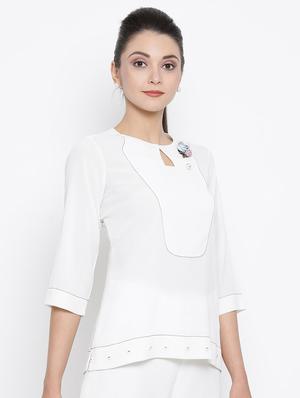 pearl embellished solid top - 16814856 - Standard Image - 2