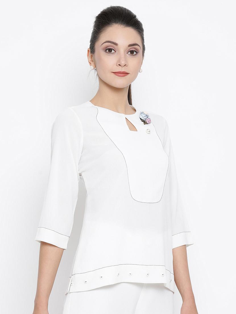 pearl embellished solid top - 16814856 - Zoom Image - 2