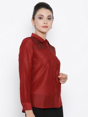 embroidered detail solid shirt - 16814857 - Standard Image - 2