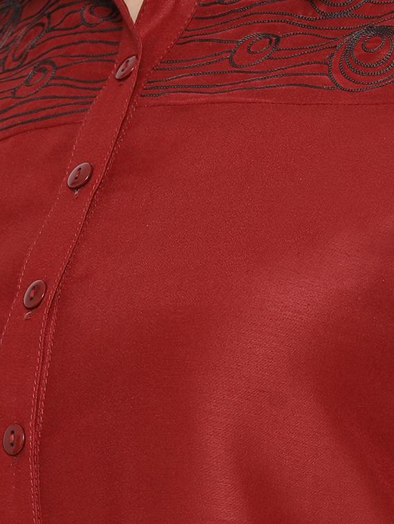 embroidered detail solid shirt - 16814857 - Zoom Image - 5
