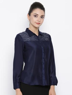 embroidered detail solid shirt - 16814858 - Standard Image - 2