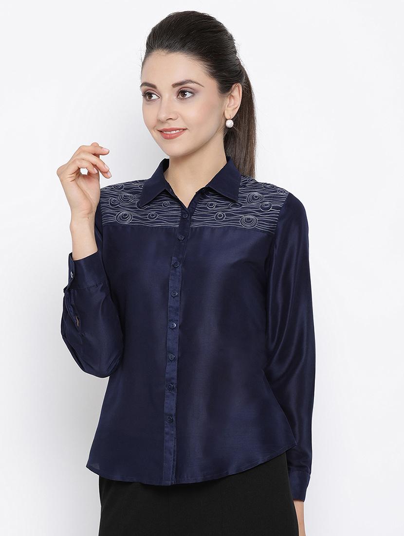 embroidered detail solid shirt - 16814858 - Zoom Image - 1