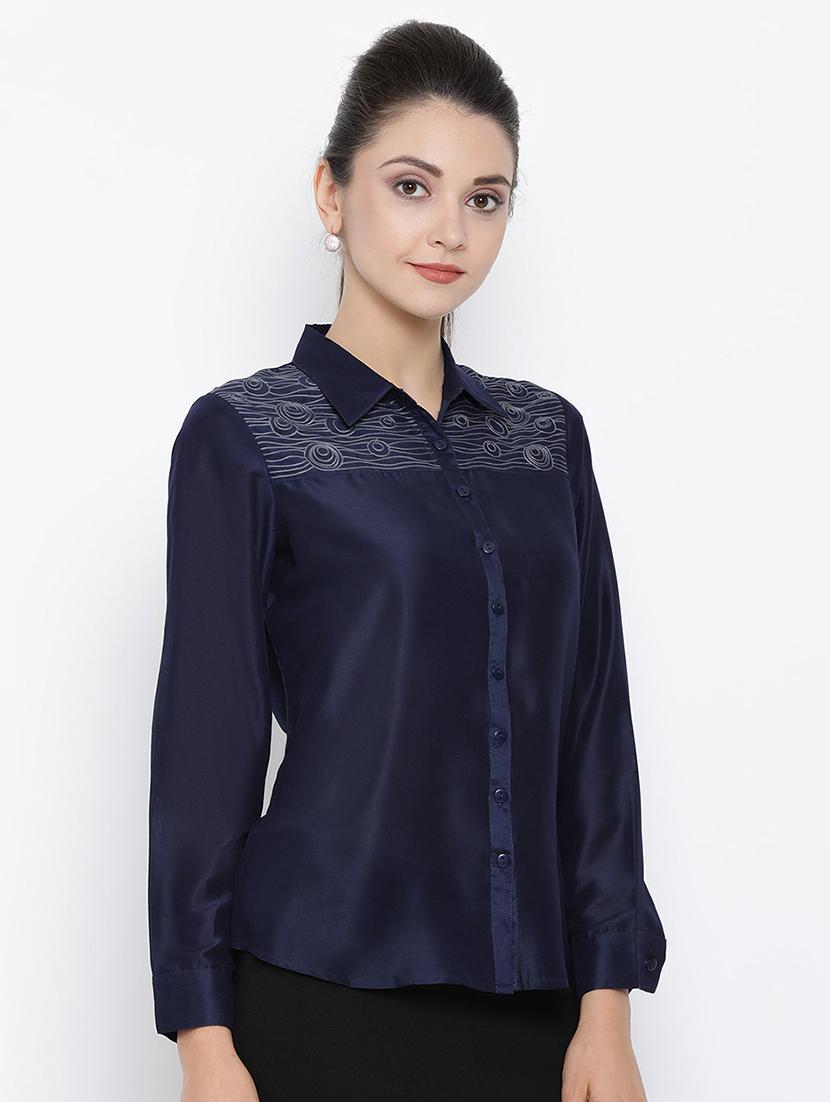 embroidered detail solid shirt - 16814858 - Zoom Image - 2