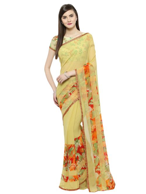 solid printed saree with blouse - 16814993 - Very Small Image - 1