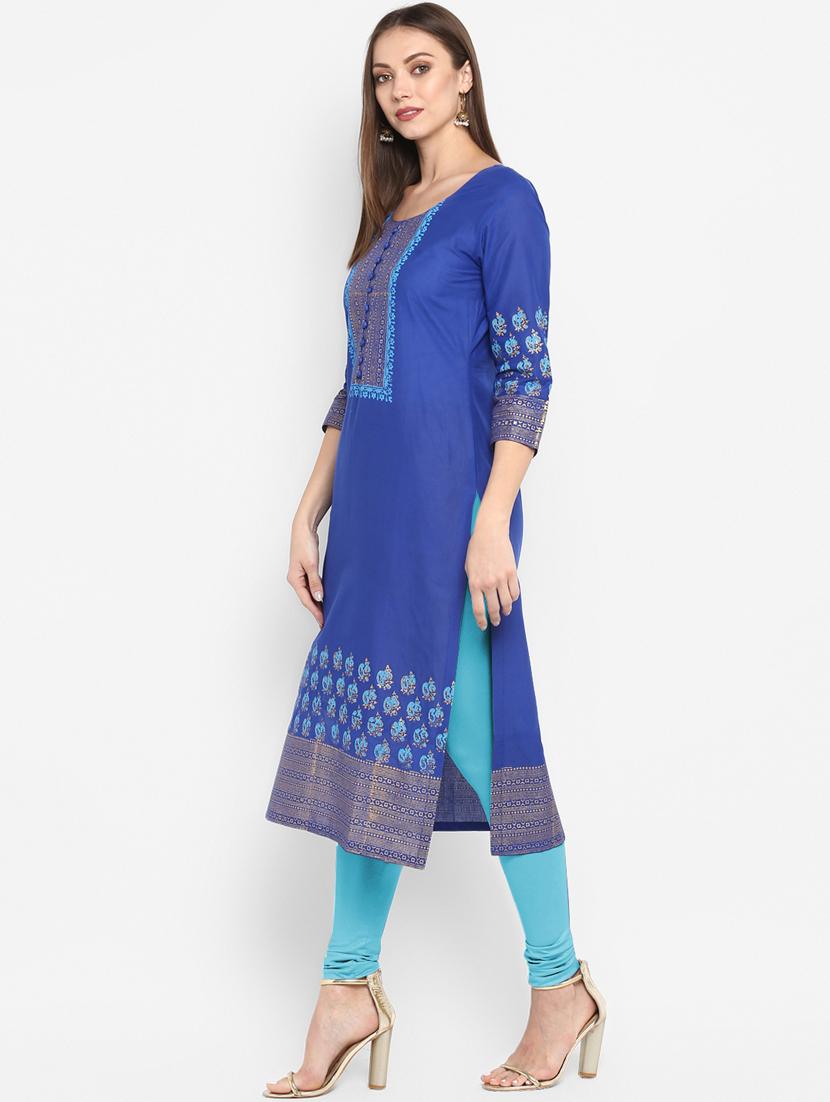 printed straight kurta - 16815086 - Zoom Image - 2