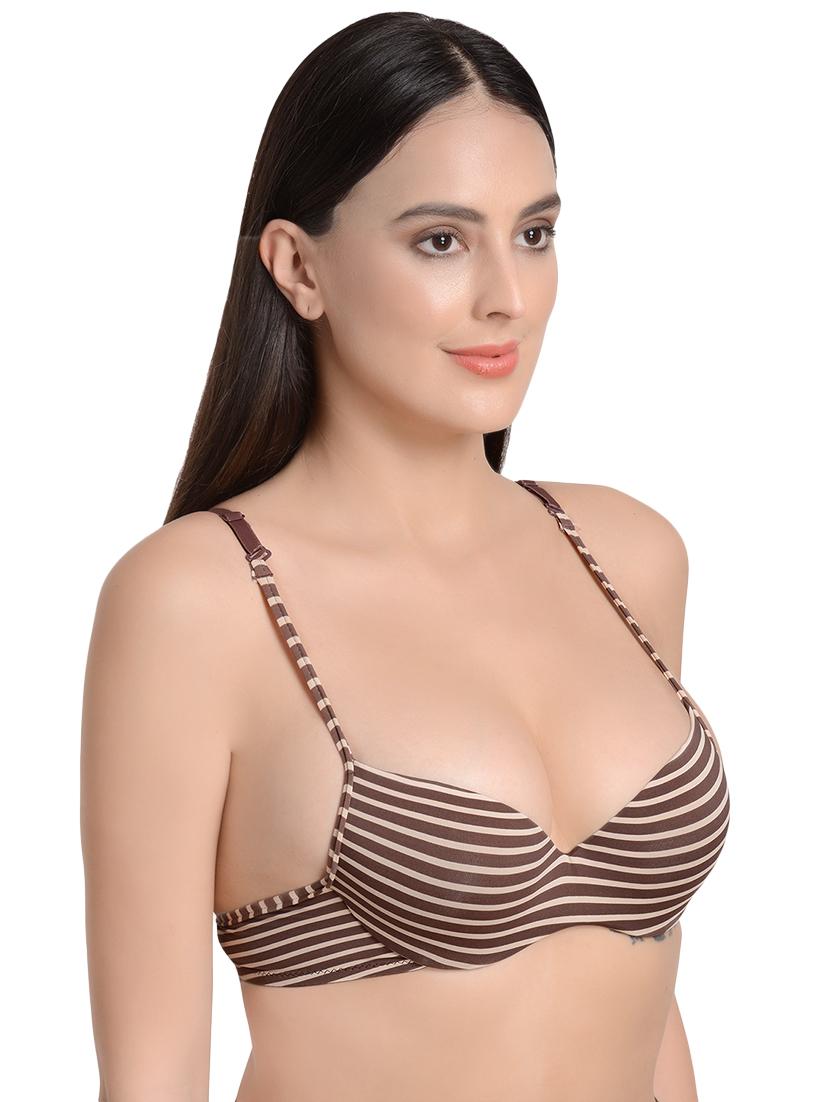 detachable strap striped t-shirt bra - 16815669 - Zoom Image - 2