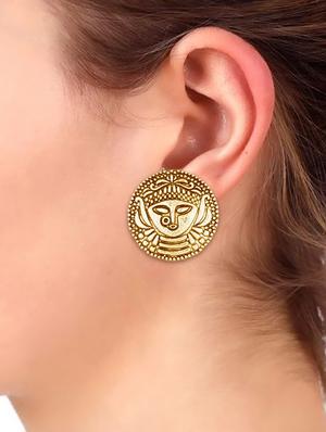 gold metal studs earring - 16815784 - Standard Image - 3