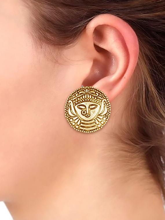 gold metal studs earring - 16815784 - Zoom Image - 3