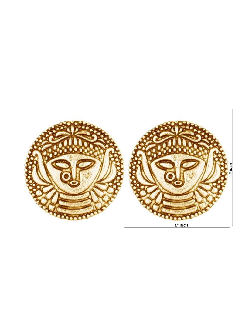gold metal studs earring - 16815784 - Zoom Image - 4