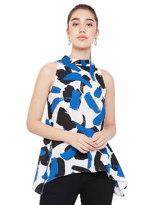 mock neck printed asymmetric top - 16815843 - Standard Image - 1
