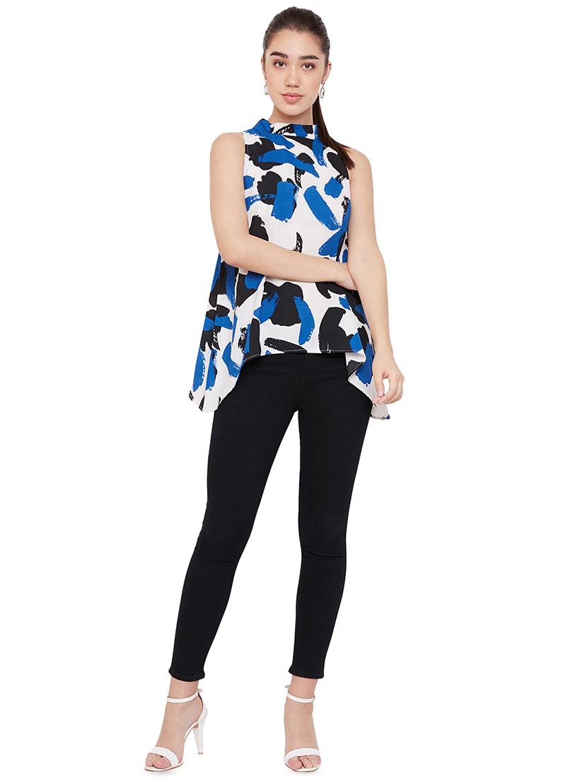 mock neck printed asymmetric top - 16815843 - Zoom Image - 4