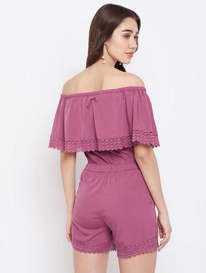 drawstring waist off shoulder romper - 16816025 - Standard Image - 3