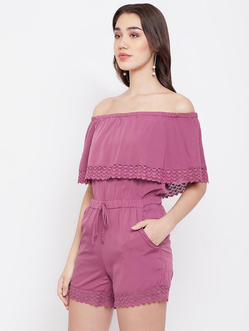 drawstring waist off shoulder romper - 16816025 - Zoom Image - 2