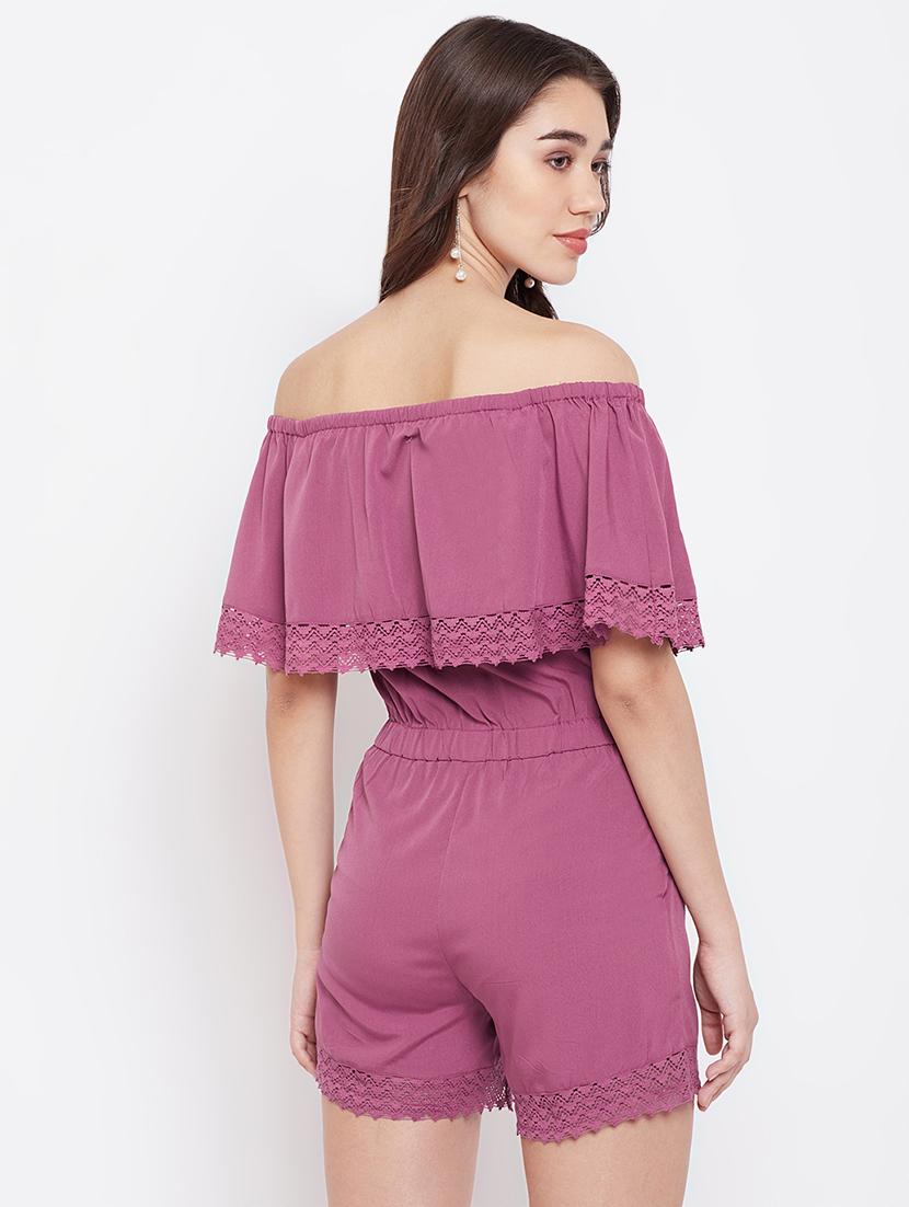 drawstring waist off shoulder romper - 16816025 - Zoom Image - 3