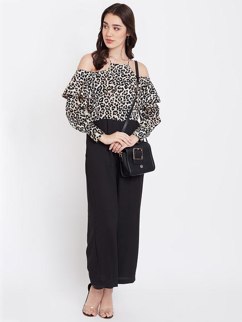 cold shoulder animal print jumpsuit - 16816027 - Standard Image - 1