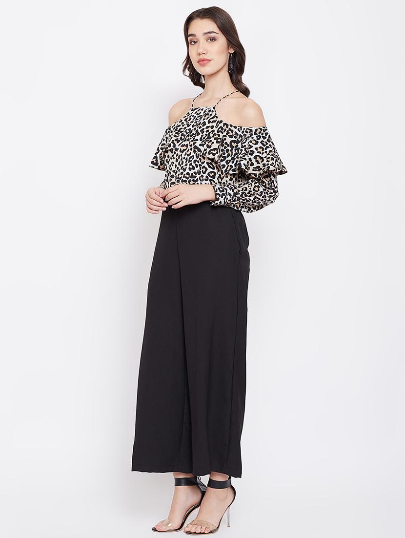 cold shoulder animal print jumpsuit - 16816027 - Zoom Image - 2