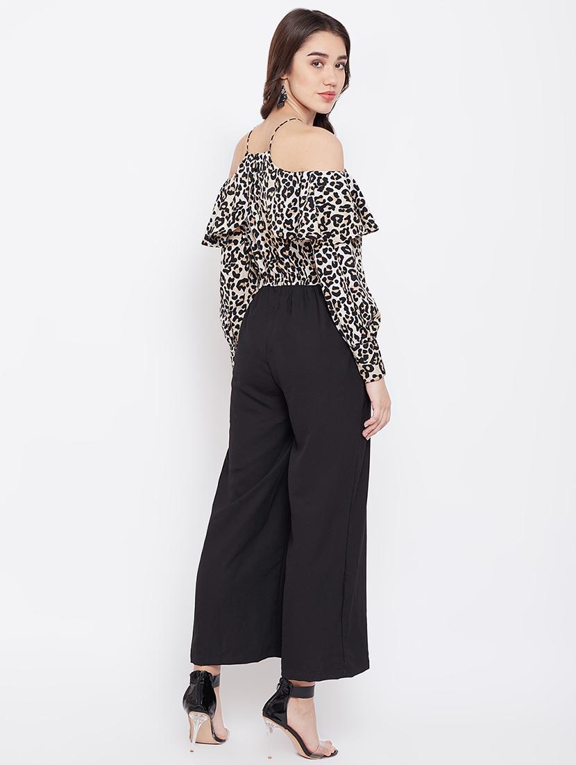 cold shoulder animal print jumpsuit - 16816027 - Zoom Image - 3