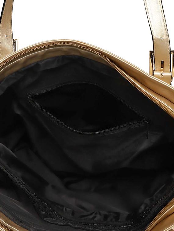 gold leatherette regular handbag - 16816362 - Zoom Image - 3