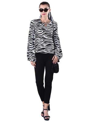 tie up neck animal top - 16816425 - Standard Image - 4