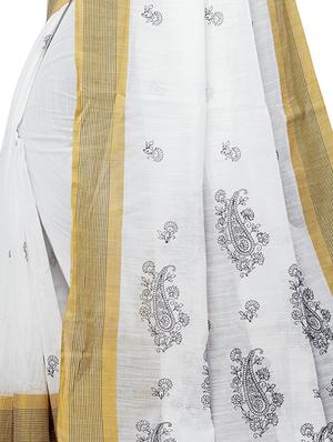 embroidered woven saree with blouse - 16816692 - Standard Image - 4