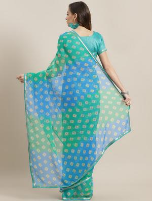 lace detailed printed saree with blouse - 16816761 - Standard Image - 2