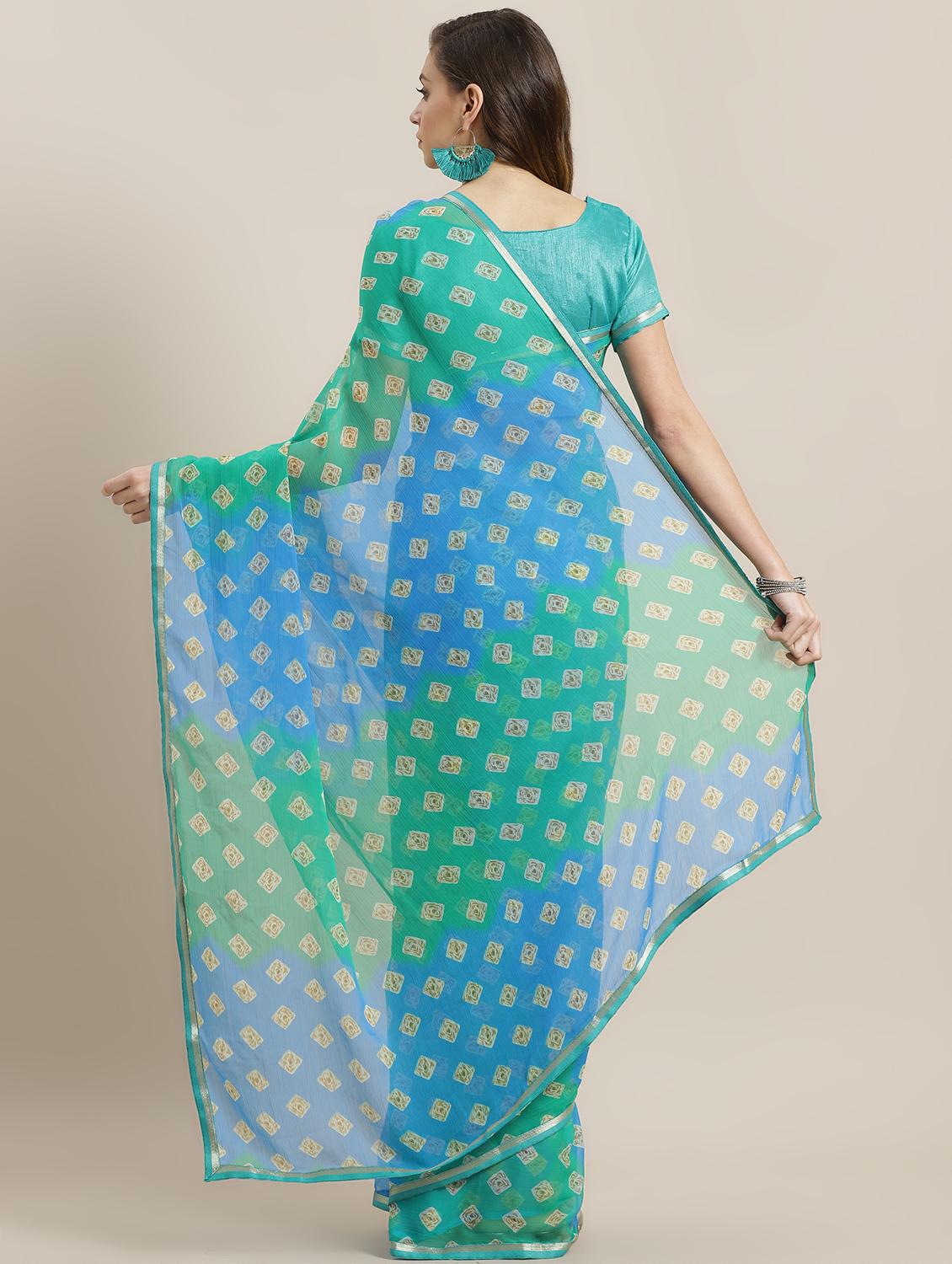 lace detailed printed saree with blouse - 16816761 - Zoom Image - 2
