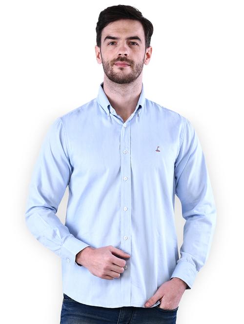blue solid casual shirt - 16816792 - Standard Image - 1