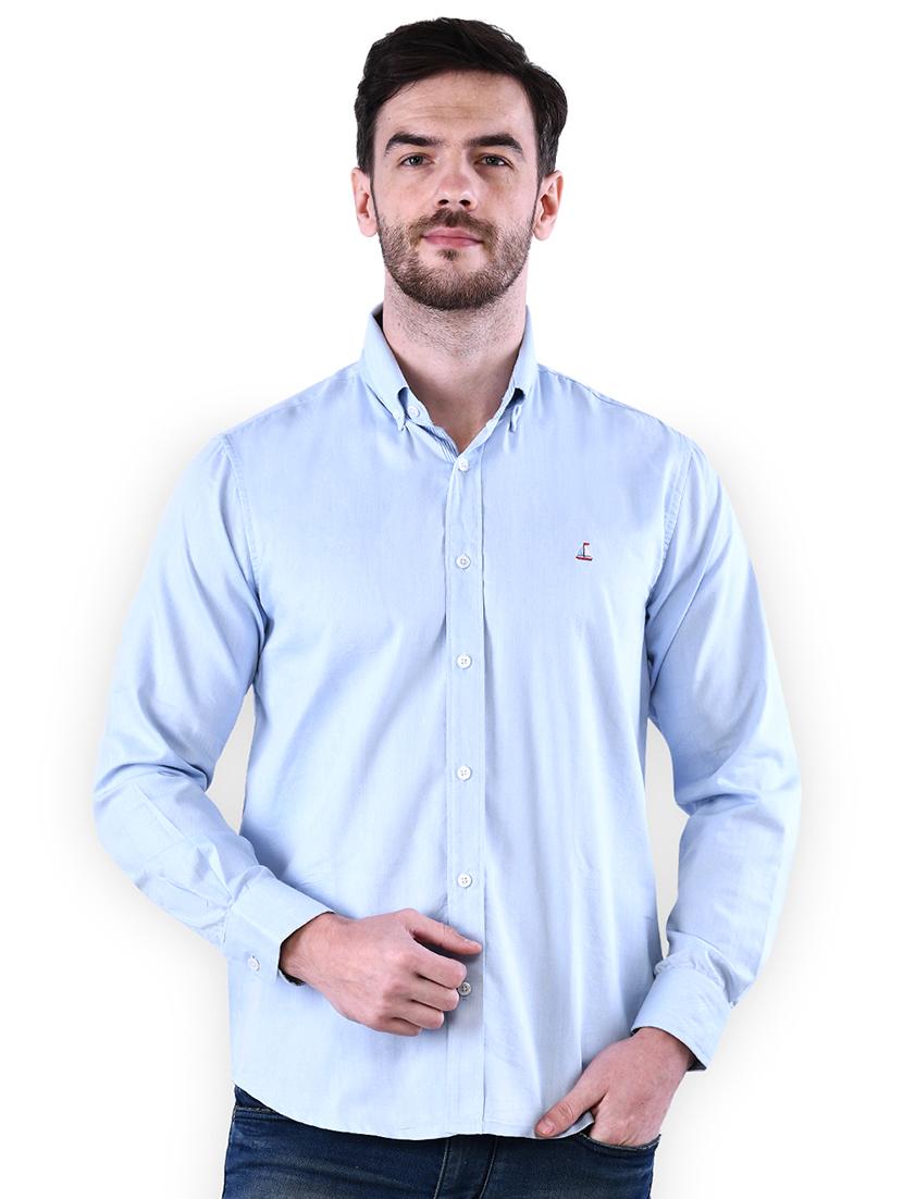 blue solid casual shirt - 16816792 - Zoom Image - 1