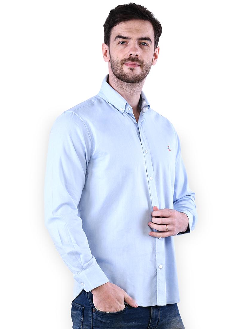 blue solid casual shirt - 16816792 - Zoom Image - 2