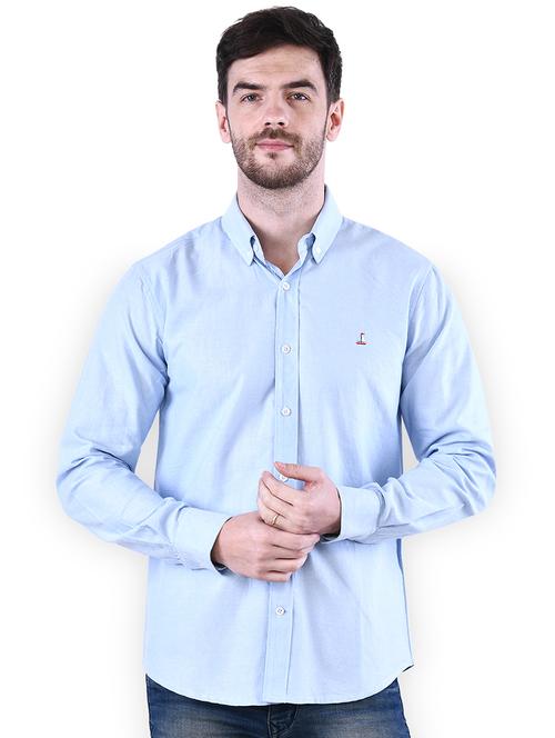 blue solid casual shirt - 16816795 - Very Small Image - 1