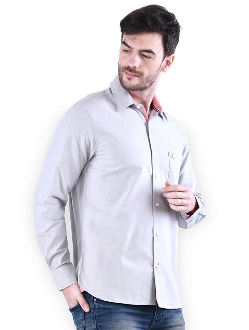 grey solid casual shirt - 16816799 - Standard Image - 1