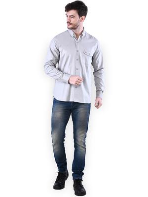 grey solid casual shirt - 16816801 - Standard Image - 3
