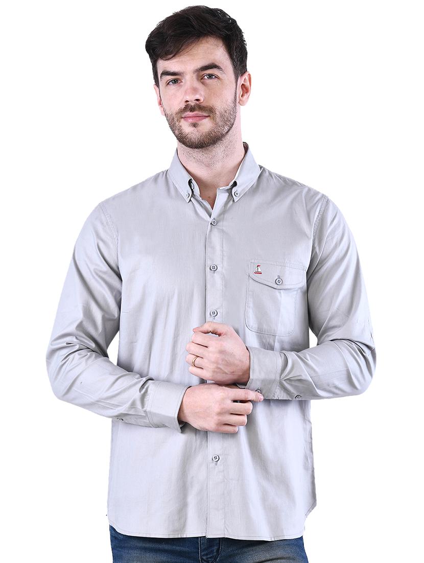 grey solid casual shirt - 16816801 - Zoom Image - 1