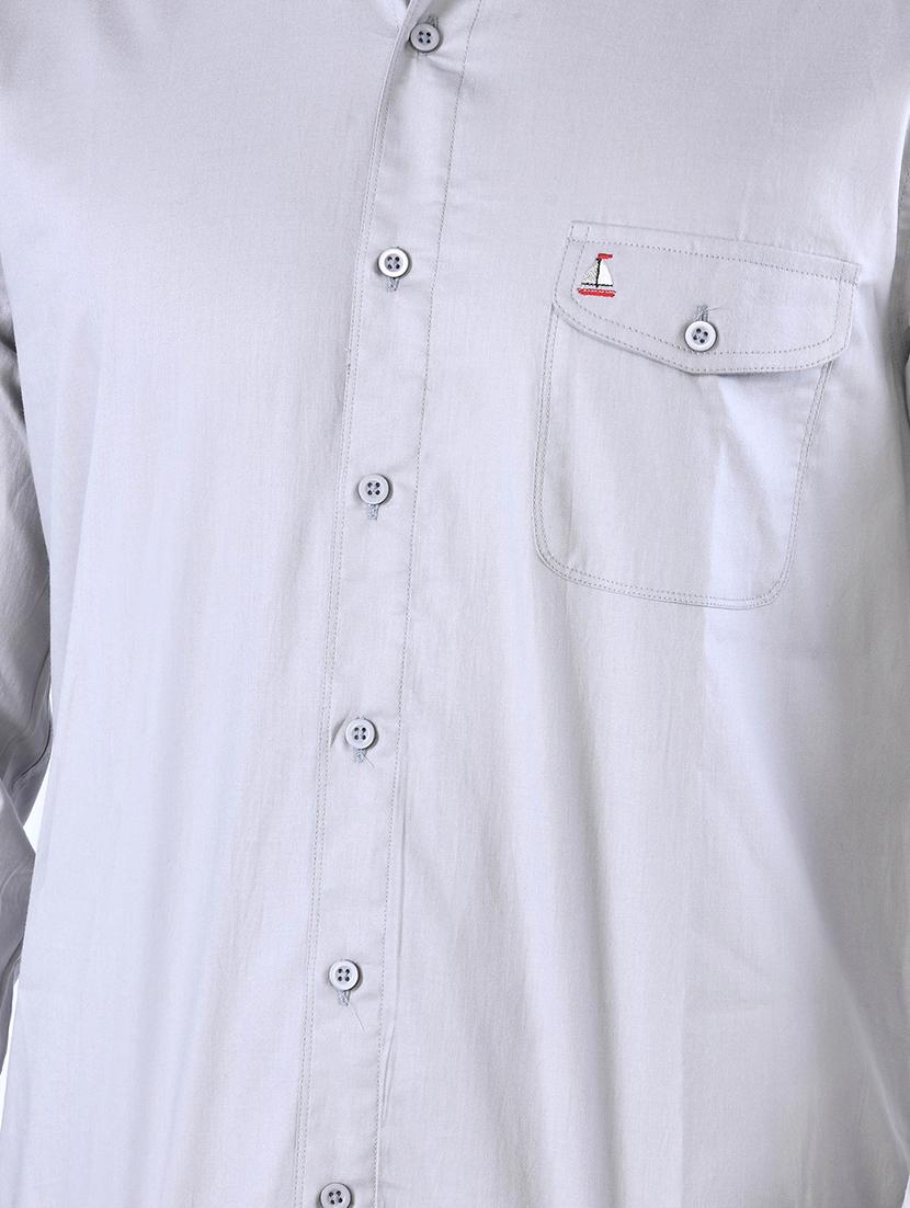 grey solid casual shirt - 16816801 - Zoom Image - 4