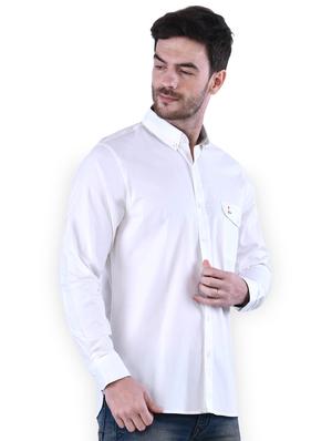 white solid casual shirt - 16816802 - Standard Image - 2