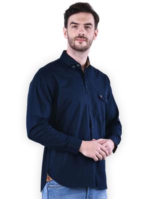 blue solid casual shirt - 16816804 - Standard Image - 2