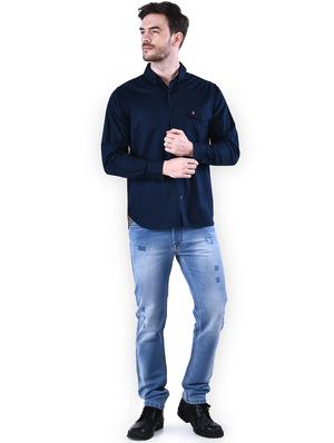blue solid casual shirt - 16816804 - Standard Image - 4