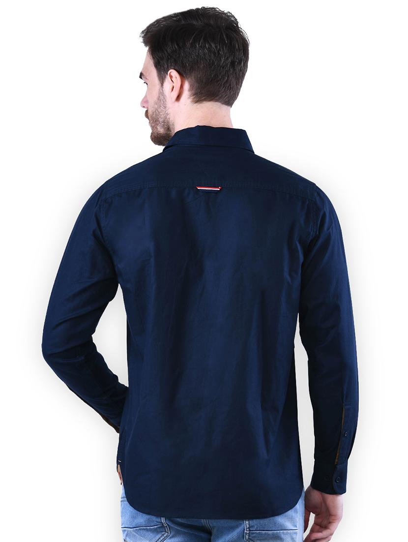blue solid casual shirt - 16816804 - Zoom Image - 3