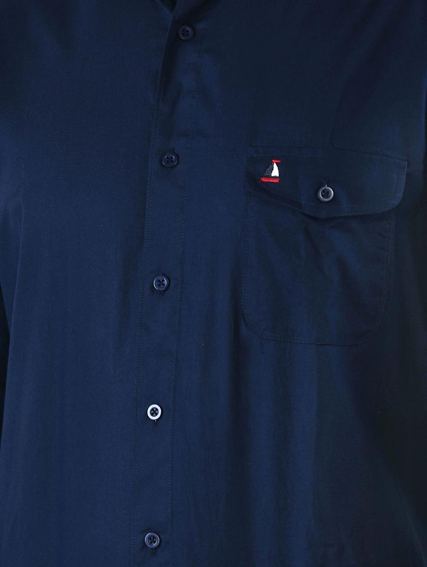 blue solid casual shirt - 16816804 - Zoom Image - 5