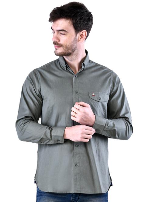 green solid casual shirt - 16816805 - Standard Image - 1