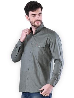 green solid casual shirt - 16816805 - Standard Image - 2