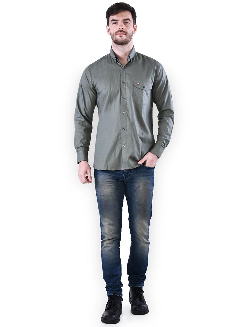 green solid casual shirt - 16816805 - Zoom Image - 4