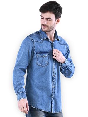 blue solid casual shirt - 16816808 - Standard Image - 2