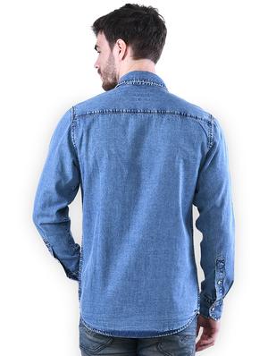 blue solid casual shirt - 16816808 - Standard Image - 3