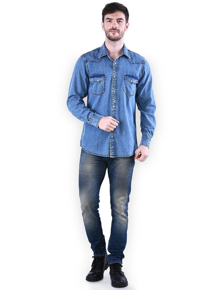 blue solid casual shirt - 16816808 - Zoom Image - 4