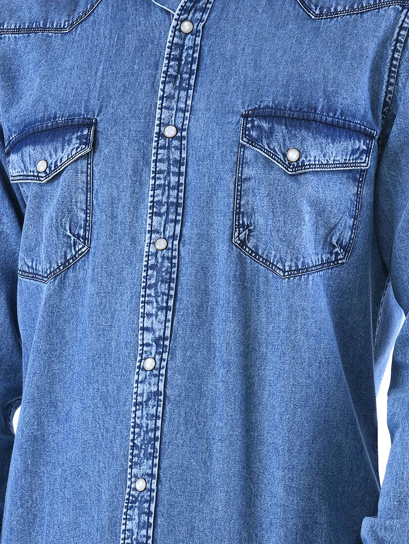 blue solid casual shirt - 16816808 - Zoom Image - 5