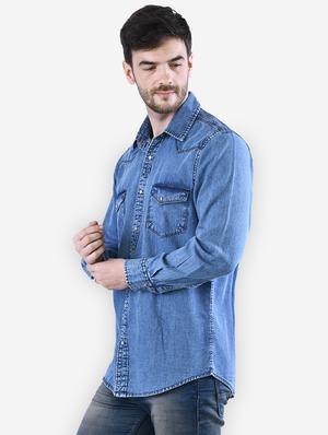 blue solid casual shirt - 16816813 - Standard Image - 2