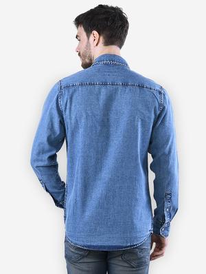 blue solid casual shirt - 16816813 - Standard Image - 3