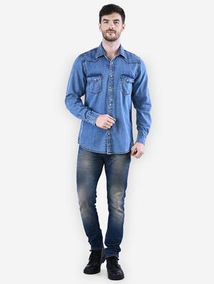 blue solid casual shirt - 16816813 - Standard Image - 4